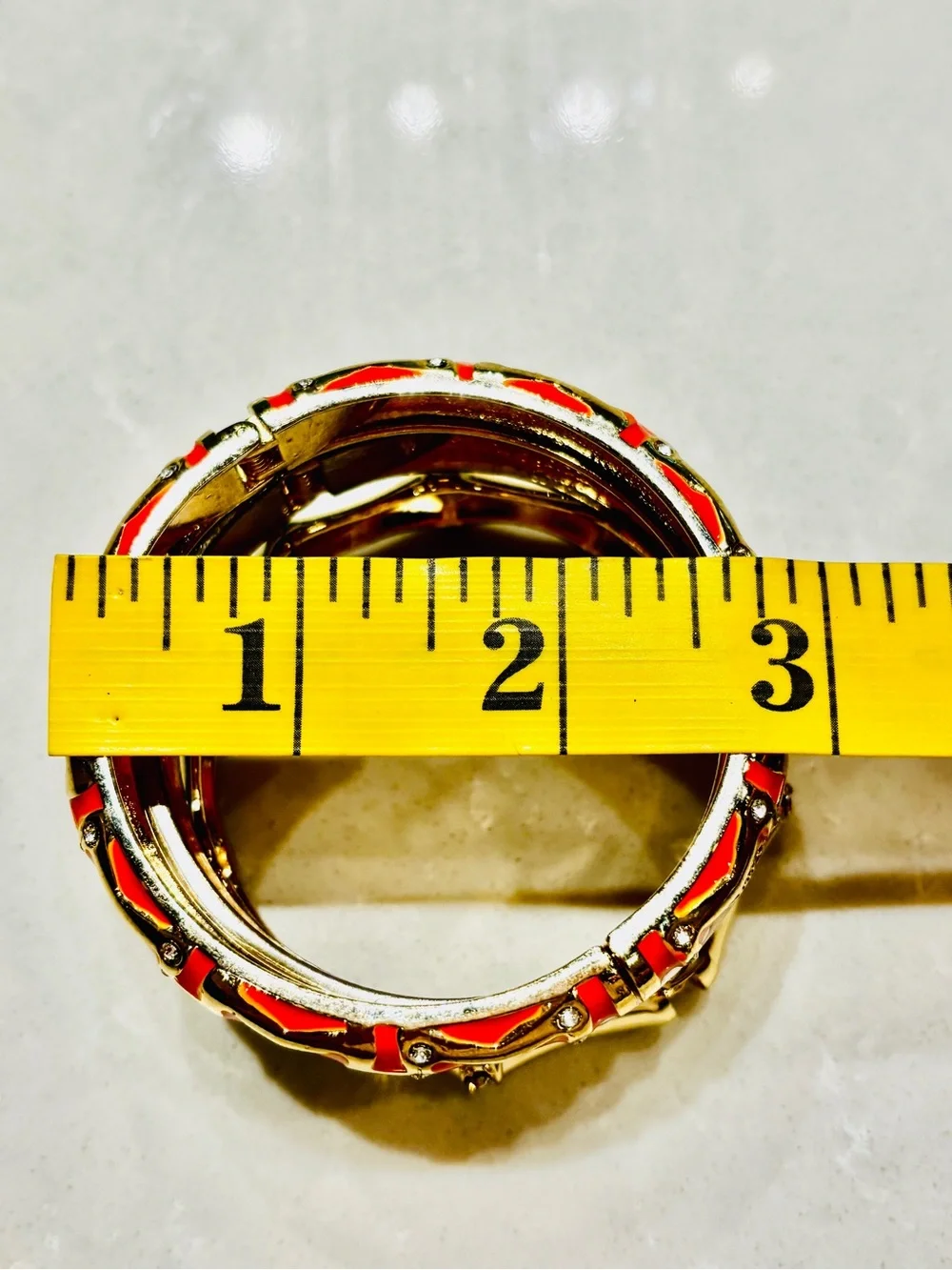Nordstrom SEQUIN NYC Gold, Orange (dark coral) & Cream Enamel Bangle Trio